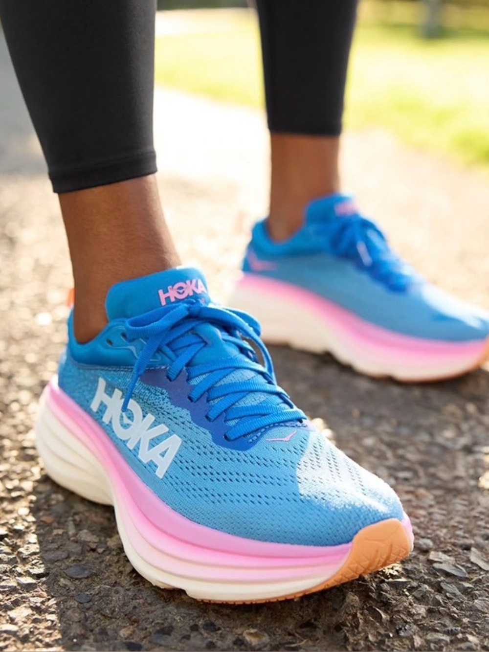 Hoka Women's blue and pink tennis shoes